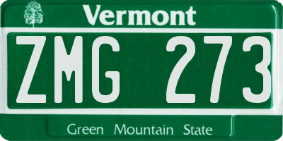 VT license plate ZMG273