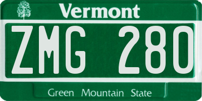 VT license plate ZMG280