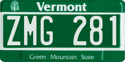 VT license plate ZMG281