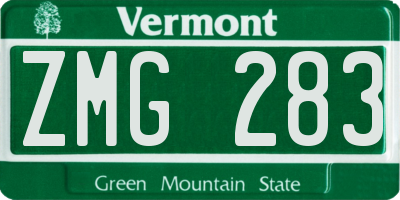 VT license plate ZMG283
