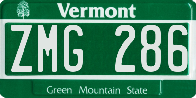 VT license plate ZMG286