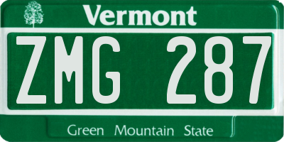 VT license plate ZMG287