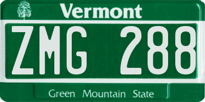VT license plate ZMG288