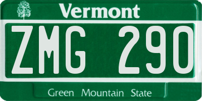 VT license plate ZMG290