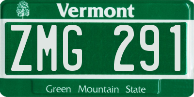 VT license plate ZMG291