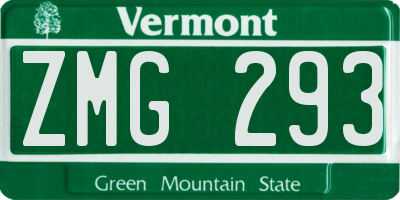 VT license plate ZMG293