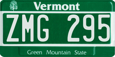 VT license plate ZMG295