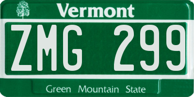 VT license plate ZMG299