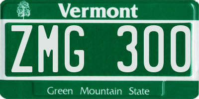 VT license plate ZMG300