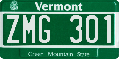 VT license plate ZMG301