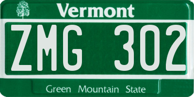 VT license plate ZMG302