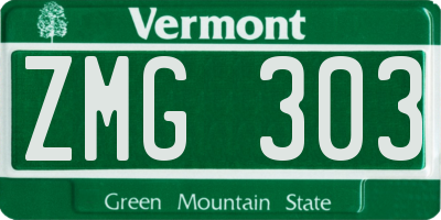 VT license plate ZMG303