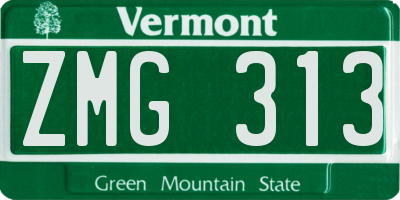 VT license plate ZMG313