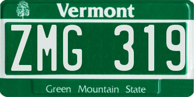 VT license plate ZMG319
