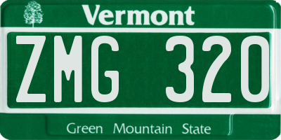 VT license plate ZMG320