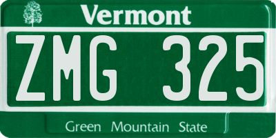 VT license plate ZMG325