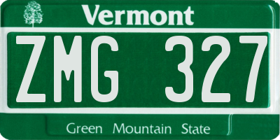 VT license plate ZMG327