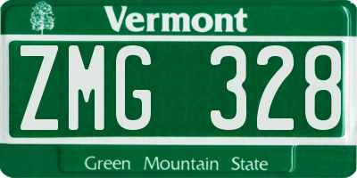 VT license plate ZMG328