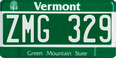 VT license plate ZMG329