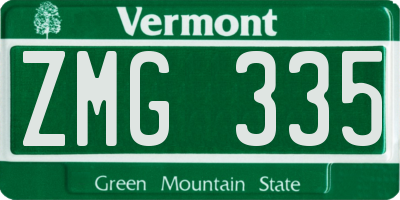 VT license plate ZMG335