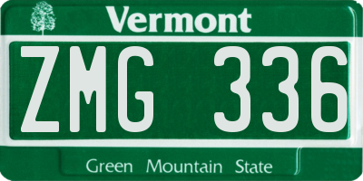VT license plate ZMG336