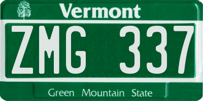 VT license plate ZMG337