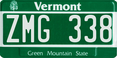 VT license plate ZMG338