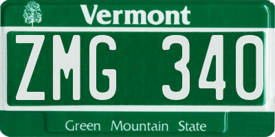 VT license plate ZMG340