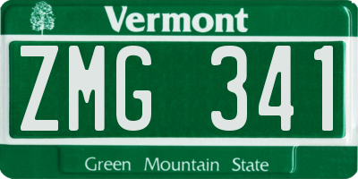 VT license plate ZMG341