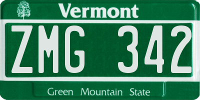 VT license plate ZMG342