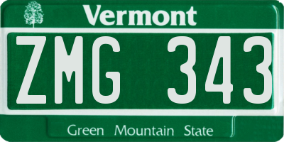 VT license plate ZMG343