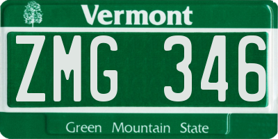 VT license plate ZMG346