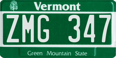 VT license plate ZMG347