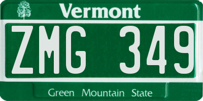 VT license plate ZMG349