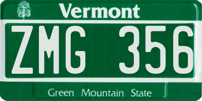VT license plate ZMG356