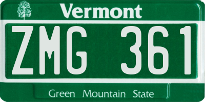 VT license plate ZMG361