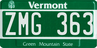 VT license plate ZMG363