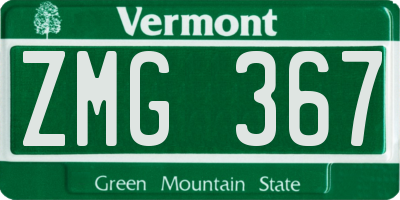 VT license plate ZMG367