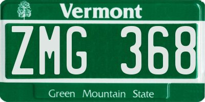 VT license plate ZMG368