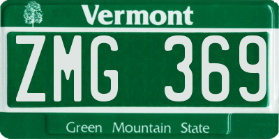 VT license plate ZMG369