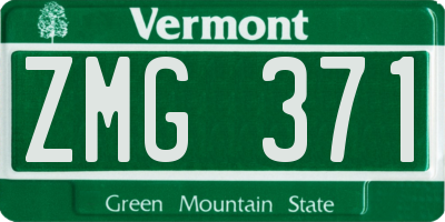 VT license plate ZMG371