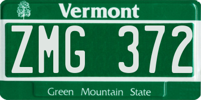 VT license plate ZMG372