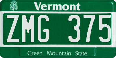 VT license plate ZMG375