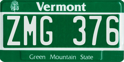 VT license plate ZMG376