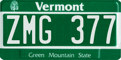 VT license plate ZMG377