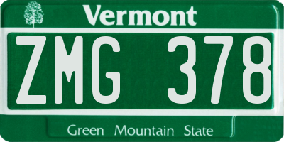 VT license plate ZMG378