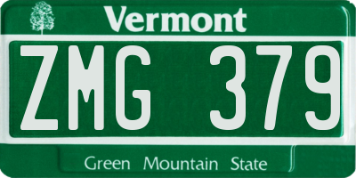 VT license plate ZMG379