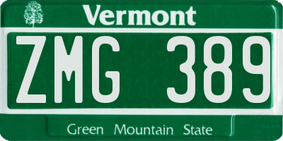 VT license plate ZMG389