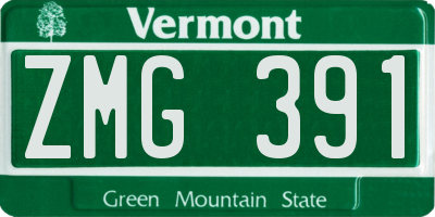 VT license plate ZMG391