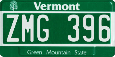 VT license plate ZMG396